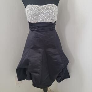 BG‎ Haute Strapless Pearl Beaded Sequin Short Dress Cocktail Holiday Party Sz 4